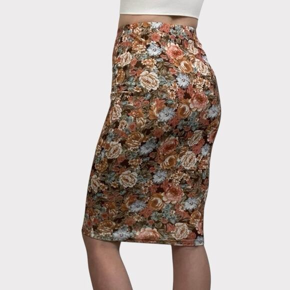 SHEIN Colorful Floral Print Bodycon Midi Skirt - Picture 1 of 7